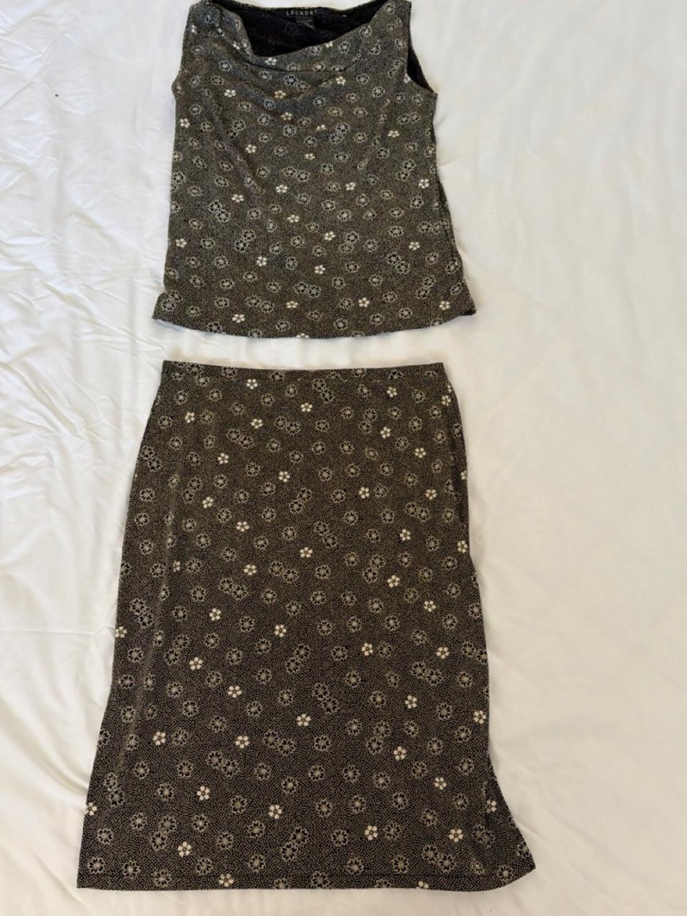Laundry By Shelli Segal Brown Floral Two-Piece Skirt Set